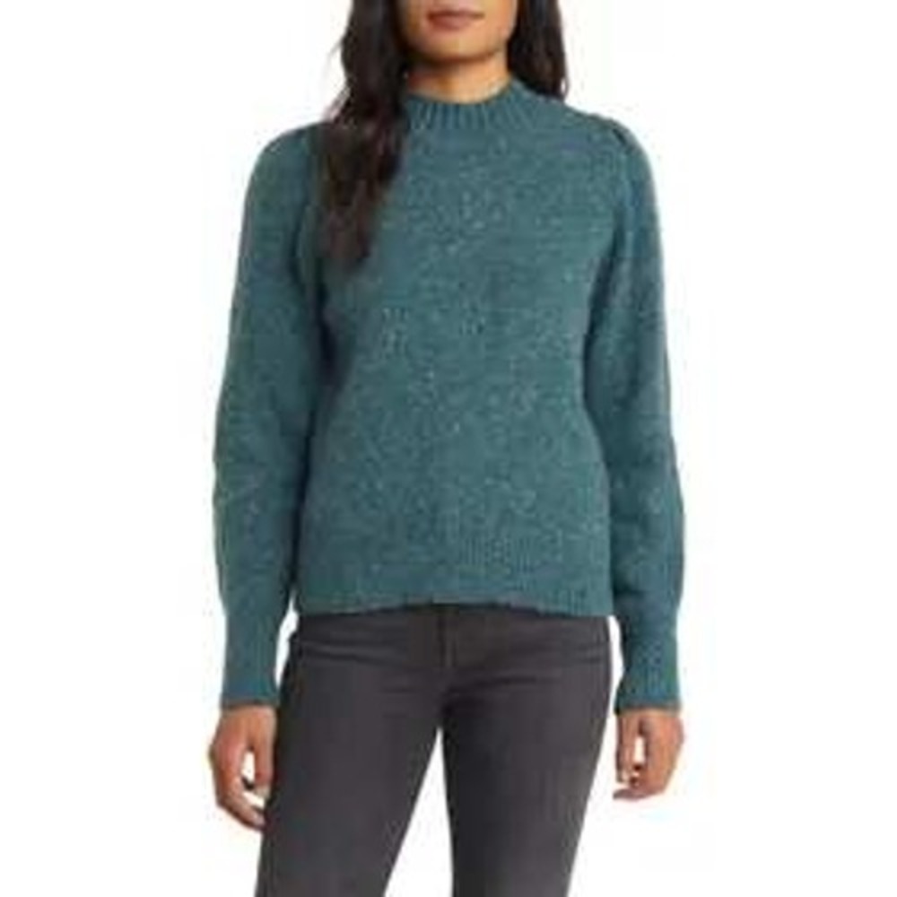 Faherty Boone Merino Wool & Alpaca Blend Sweater Small Teal